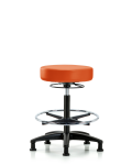 Vinyl Stool without Back - High Bench Height with Chrome Foot Ring & Stationary Glides in Orange Kist Trailblazer Vinyl VHBSO-RG-CF-RG-8613