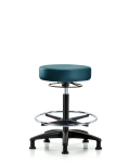 Vinyl Stool without Back - High Bench Height with Chrome Foot Ring & Stationary Glides in Marine Blue Supernova Vinyl VHBSO-RG-CF-RG-8801