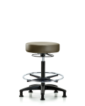 Vinyl Stool without Back - High Bench Height with Chrome Foot Ring & Stationary Glides in Taupe Supernova Vinyl VHBSO-RG-CF-RG-8809