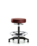 Vinyl Stool without Back - High Bench Height with Chrome Foot Ring & Stationary Glides in Taupe Supernova Vinyl VHBSO-RG-CF-RG-8815