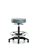Vinyl Stool without Back - High Bench Height with Chrome Foot Ring & Stationary Glides in Storm Supernova Vinyl VHBSO-RG-CF-RG-8822