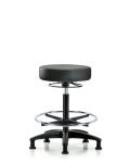 Vinyl Stool without Back - High Bench Height with Chrome Foot Ring & Stationary Glides in Carbon Supernova Vinyl VHBSO-RG-CF-RG-8823