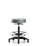 Vinyl Stool without Back - High Bench Height with Chrome Foot Ring & Stationary Glides in Sterling Supernova Vinyl VHBSO-RG-CF-RG-8840