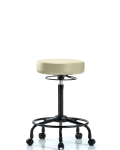 Vinyl Stool without Back - High Bench Height with Round Tube Base & Casters in Adobe White Trailblazer Vinyl VHBSO-RT-RC-8501