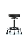 Vinyl Stool without Back - High Bench Height with Round Tube Base & Casters in Black Trailblazer Vinyl VHBSO-RT-RC-8540