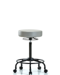 Vinyl Stool without Back - High Bench Height with Round Tube Base & Casters in Dove Trailblazer Vinyl VHBSO-RT-RC-8567
