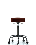 Vinyl Stool without Back - High Bench Height with Round Tube Base & Casters in Burgundy Trailblazer Vinyl VHBSO-RT-RC-8569