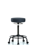 Vinyl Stool without Back - High Bench Height with Round Tube Base & Casters in Imperial Blue Trailblazer Vinyl VHBSO-RT-RC-8582