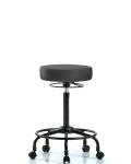 Vinyl Stool without Back - High Bench Height with Round Tube Base & Casters in Charcoal Trailblazer Vinyl VHBSO-RT-RC-8605