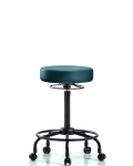 Vinyl Stool without Back - High Bench Height with Round Tube Base & Casters in Marine Blue Supernova Vinyl VHBSO-RT-RC-8801