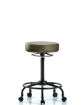 Vinyl Stool without Back - High Bench Height with Round Tube Base & Casters in Taupe Supernova Vinyl VHBSO-RT-RC-8809