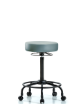 Vinyl Stool without Back - High Bench Height with Round Tube Base & Casters in Storm Supernova Vinyl VHBSO-RT-RC-8822