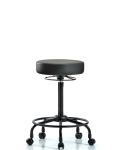 Vinyl Stool without Back - High Bench Height with Round Tube Base & Casters in Carbon Supernova Vinyl VHBSO-RT-RC-8823