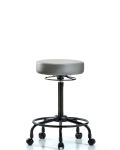 Vinyl Stool without Back - High Bench Height with Round Tube Base & Casters in Sterling Supernova Vinyl VHBSO-RT-RC-8840