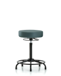 Vinyl Stool without Back - High Bench Height with Round Tube Base & Stationary Glides in Colonial Blue Trailblazer Vinyl VHBSO-RT-RG-8546