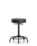Vinyl Stool without Back - High Bench Height with Round Tube Base & Stationary Glides in Carbon Supernova Vinyl VHBSO-RT-RG-8823