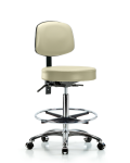 Vinyl Stool with Back Chrome - High Bench Height with Seat Tilt VHBST-CR-T1-CF-CC-8501