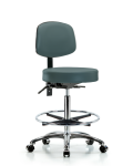 Vinyl Stool with Back Chrome - High Bench Height with Seat Tilt VHBST-CR-T1-CF-CC-8546