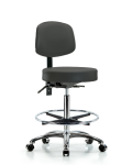 Vinyl Stool with Back Chrome - High Bench Height with Seat Tilt VHBST-CR-T1-CF-CC-8605