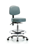 Vinyl Stool with Back Chrome - High Bench Height with Seat Tilt VHBST-CR-T1-CF-CC-8822