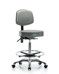 Vinyl Stool with Back Chrome - High Bench Height with Seat Tilt VHBST-CR-T1-CF-CC-8840