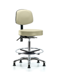 Vinyl Stool with Back Chrome - High Bench Height with Seat Tilt VHBST-CR-T1-CF-RG-8501