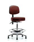 Vinyl Stool with Back Chrome - High Bench Height with Seat Tilt VHBST-CR-T1-CF-RG-8815