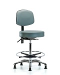 Vinyl Stool with Back Chrome - High Bench Height with Seat Tilt VHBST-CR-T1-CF-RG-8822