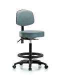 Vinyl Stool with Back - High Bench Height with Black Foot Ring & Casters in Storm Supernova Vinyl VHBST-RG-T0-BF-RC-8822