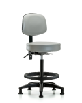Vinyl Stool with Back - High Bench Height with Black Foot Ring & Stationary Glides in Dove Trailblazer Vinyl VHBST-RG-T0-BF-RG-8567
