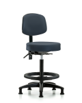 Vinyl Stool with Back - High Bench Height with Black Foot Ring & Stationary Glides in Imperial Blue Trailblazer Vinyl VHBST-RG-T0-BF-RG-8582