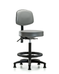 Vinyl Stool with Back - High Bench Height with Black Foot Ring & Stationary Glides in Sterling Supernova Vinyl VHBST-RG-T0-BF-RG-8840