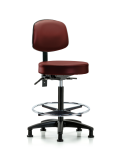 Vinyl Stool with Back - High Bench Height with Chrome Foot Ring & Stationary Glides in Taupe Supernova Vinyl VHBST-RG-T0-CF-RG-8815