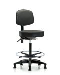 Vinyl Stool with Back - High Bench Height with Chrome Foot Ring & Stationary Glides in Carbon Supernova Vinyl VHBST-RG-T0-CF-RG-8823