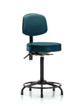Vinyl Stool with Back - High Bench Height with Round Tube Base & Stationary Glides in Marine Blue Supernova Vinyl VHBST-RT-T0-RG-8801