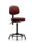 Vinyl Stool with Back - High Bench Height with Round Tube Base & Stationary Glides in Taupe Supernova Vinyl VHBST-RT-T0-RG-8815