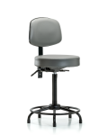 Vinyl Stool with Back - High Bench Height with Round Tube Base & Stationary Glides in Sterling Supernova Vinyl VHBST-RT-T0-RG-8840