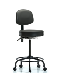 Vinyl Stool with Back - High Bench Height with Round Tube Base VHBST-RT-T1-RC-8823