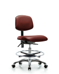 Vinyl Chair Chrome - Medium Bench Height with Chrome Foot Ring & Casters in Borscht Supernova Vinyl VMBCH-CR-T0-A0-CF-CC-8815