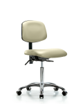 Vinyl Chair Chrome - Medium Bench Height with Casters in Adobe White Trailblazer Vinyl VMBCH-CR-T0-A0-NF-CC-8501