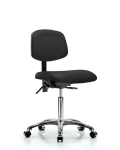 Vinyl Chair Chrome - Medium Bench Height with Casters in Black Trailblazer Vinyl VMBCH-CR-T0-A0-NF-CC-8540