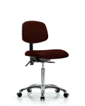 Vinyl Chair Chrome - Medium Bench Height with Casters in Burgundy Trailblazer Vinyl VMBCH-CR-T0-A0-NF-CC-8569