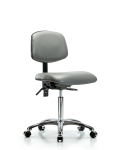 Vinyl Chair Chrome - Medium Bench Height with Casters in Sterling Supernova Vinyl VMBCH-CR-T0-A0-NF-CC-8840