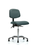 Vinyl Chair Chrome - Medium Bench Height with Stationary Glides in Colonial Blue Trailblazer Vinyl VMBCH-CR-T0-A0-NF-RG-8546