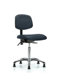 Vinyl Chair Chrome - Medium Bench Height with Stationary Glides in Imperial Blue Trailblazer Vinyl VMBCH-CR-T0-A0-NF-RG-8582