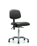 Vinyl Chair Chrome - Medium Bench Height with Stationary Glides in Carbon Supernova Vinyl VMBCH-CR-T0-A0-NF-RG-8823