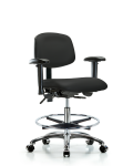 Vinyl Chair Chrome - Medium Bench Height with Adjustable Arms VMBCH-CR-T0-A1-CF-CC-8540