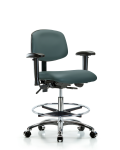 Vinyl Chair Chrome - Medium Bench Height with Adjustable Arms VMBCH-CR-T0-A1-CF-CC-8546
