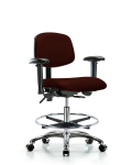 Vinyl Chair Chrome - Medium Bench Height with Adjustable Arms VMBCH-CR-T0-A1-CF-CC-8569