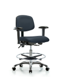 Vinyl Chair Chrome - Medium Bench Height with Adjustable Arms VMBCH-CR-T0-A1-CF-CC-8582